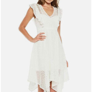 Bardot White Elias Eyelet Lace Dress Size 6 Small